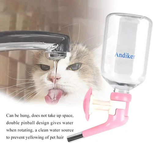 Miniatura 4 de Andiker Botella de agua para perros para jaula, dispensador de agua para perros sin goteo de 11.8 fl oz, ajustable y desmontable, instalado