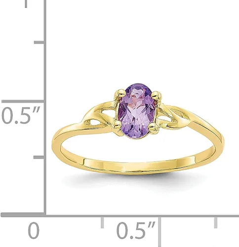 Miniatura 5 de Anillo de oro amarillo de 10 quilates con piedra natal de amatista morada tamaño 700 de piedra de febrero joyería fina para mujeres regalos