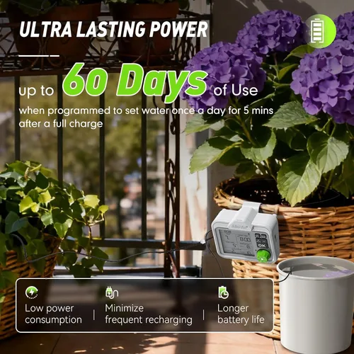 Miniatura 7 de RAINPOINT Regadera automática para plantas de interior de gran pantalla para maceta, ciclo y modo de remojo, sistema de riego por goteo automático