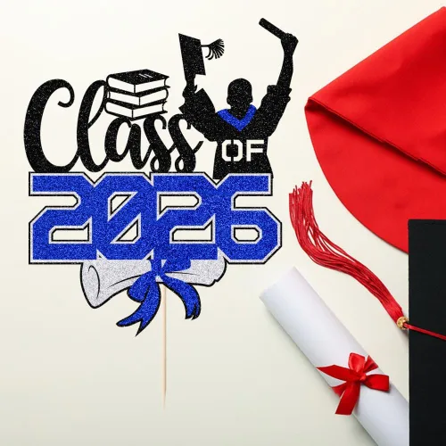 Miniatura 8 de Gold Class of 2025 - Decoración para tartas de graduación con purpurina para la clase de 2025, suministros de fiesta de graduación – Graduados