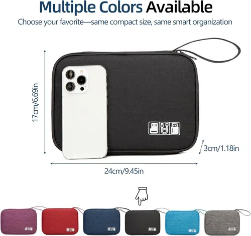 Miniatura 4 de Funda organizadora de artículos electrónicos, bolsa organizadora de cables de viaje, bolsa de almacenamiento portátil para cable, cargador