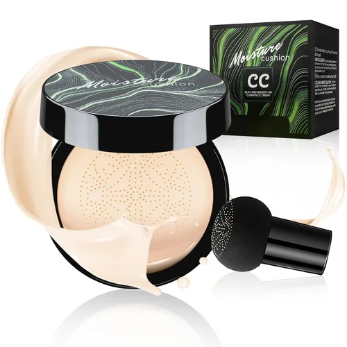 Mushroom Head Air Cushion CC Cream Foundation - Base de maquillaje hidratante y duradera BB Cream Corrector para todo tipo de piel, ilumina de larga