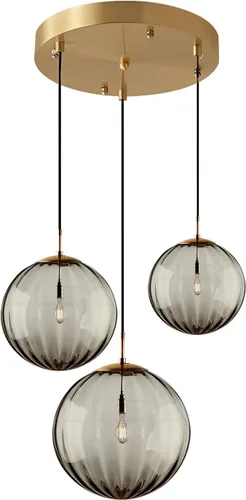 Miniatura 8 de KCO Iluminación Moderna de Mediados de Siglo Lámpara Colgante de Globo de 3 Luces Lámpara Colgante de Latón Dorado Lámpara Colgante de Luz Múltiple