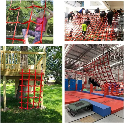 Miniatura 6 de Red de gimnasio Jungle, red de escalada resistente, juego de escalera de carga para patio de juegos, red para hamaca al aire libre