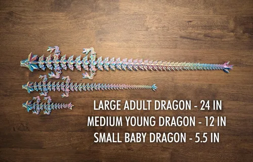 Miniatura 2 de Dragón de cristal articulado mediano de 12 pulgadas, figura de dragón de plástico impresa en 3D multicolor, colores nacarados del arco iris