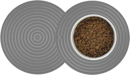 Paquete de 2 tapetes de silicona para comida de mascotas, tapete de goma pequeño para tazón de gato, tapete de comida para gatos, mantel individual