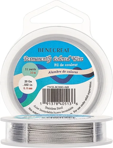 Miniatura 29 de BENECREAT 98 pies 0.02 pulgadas (0.5mm) alambre de cuentas de 7 hebras negro alambre de acero inoxidable recubierto de nailon para collar, pulsera