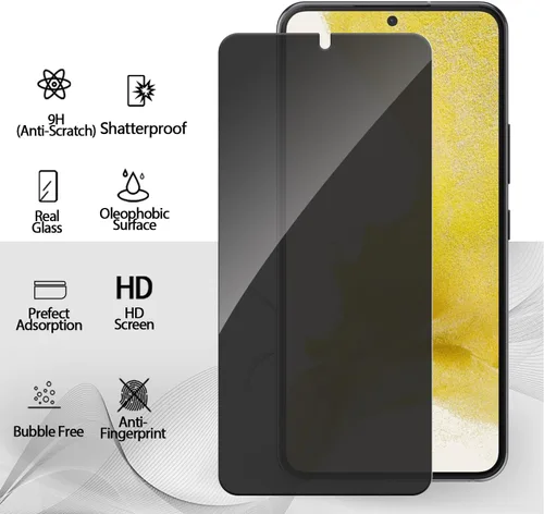 Miniatura 2 de Paquete de 2 protectores de pantalla de privacidad para Samsung Galaxy S22/S23 5G de 6.1 pulgadas, protector de vidrio templado, fácil de instalar