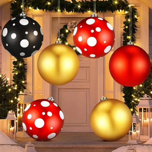 Miniatura 9 de Tigeen 4 adornos de bola de Navidad rojos grandes de 6 pulgadas, adornos colgantes de Navidad extra grandes de 5.906 in con purpurina para invierno