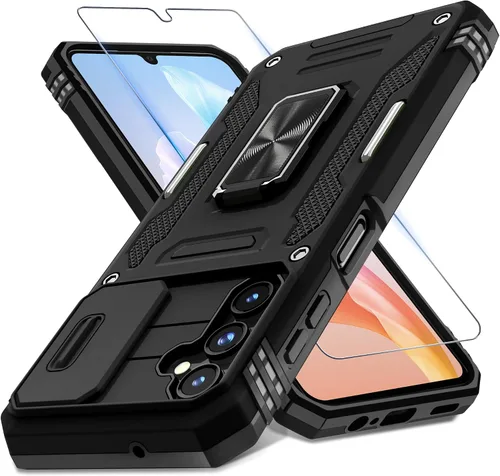 Miniatura 23 de DEERLAMN Funda para Samsung Galaxy A14 5G con Cubierta Deslizante para Cámara + Protector de Pantalla (2 Paquetes), Soporte de Anillo Giratorio