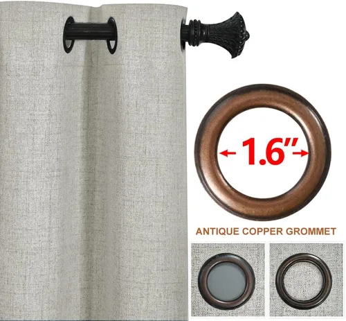 Miniatura 3 de Cortinas opacas con aspecto de lino de 84 pulgadas de largo, 100% absolutamente opacas, con aislamiento térmico, ahorro de energía, con textura, 2