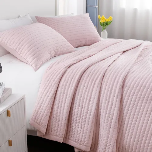 Miniatura 13 de Juego de edredón individual – 68 x 86 pulgadas, colcha ligera de 3 capas suave lavada con acolchado de bloqueo múltiple, ropa de cama nórdica