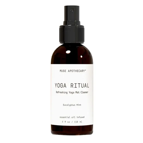 Muse Apothecary Yoga Ritual - Limpiador aromático y refrescante para esterilla de yoga, 4 onzas, infundido con aceites esenciales, eucalipto y menta