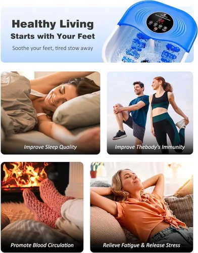 Miniatura 7 de SPA4PIEDS Masajeador de baño de pies con calor, chorros de burbujas, luz roja y temporizador, spa de pies de pedicura con control de temperatura
