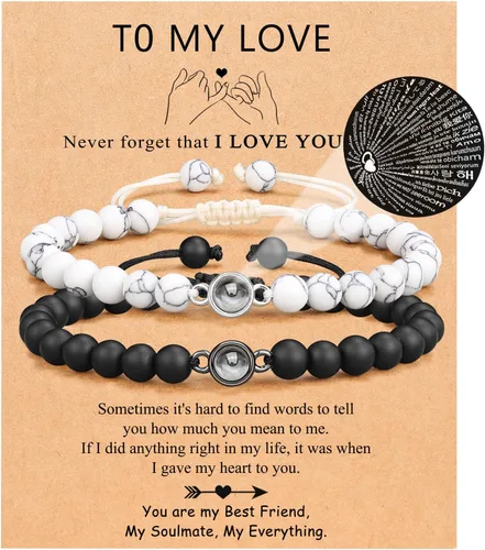 Miniatura 11 de UNGENT THEM Te Amo en 100 Idiomas Pulseras Regalos para Parejas A Mis Hombres, Novio, Novia, Esposo, Mi Amor, Alma Gemela, Prometido - Regalo