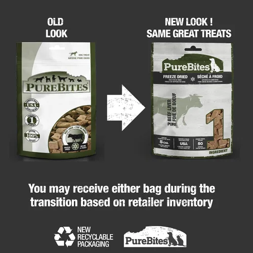 Miniatura 2 de PureBites Golosinas de res liofilizadas para perros, 1 ingrediente, hechas en EE. UU., 26 oz (el empaque puede variar)