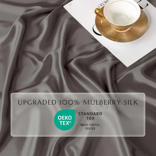 Miniatura 73 de THXSILK Juego de sábanas bajeras de 100% seda de morera, 3 piezas de seda 7A+, transpirable, suave, sábana bajera de 16 pulgadas de profundidad, 2