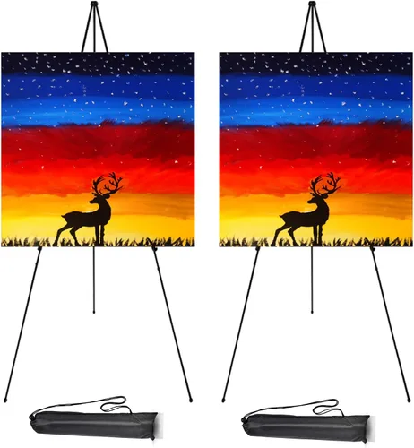 Caballete de 63 pulgadas para letrero de boda, caballetes ajustables para exhibir lienzo de pintura, caballetes de piso de metal con bolsa portátil