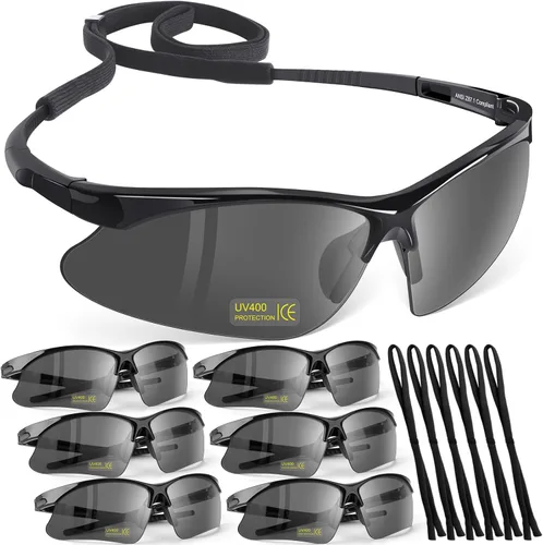 Miniatura 10 de OXG Paquete de 6 gafas de seguridad antivaho ANSI Z87+ resistentes a los impactos y arañazos para trabajo, laboratorio, construcción