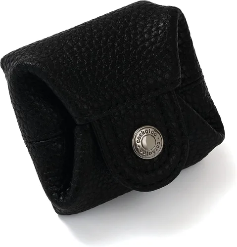 Miniatura 68 de Cockatoo Monedero de cuero genuino para cambio, mini billetera con bolsillo a presión para hombres y mujeres, Rojo (Aurora Red), Casual