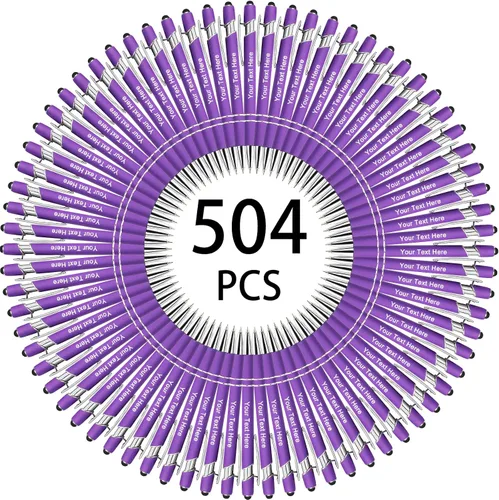Miniatura 52 de Hasta 500 bolígrafos personalizados a granel, bolígrafo grabado personalizado con punta de lápiz capacitivo, carcasa multicolor retráctil, bolígrafo