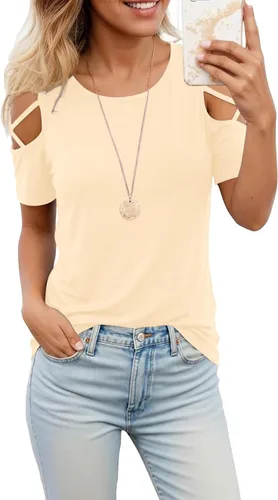 Miniatura 2 de Jar of Love Camisetas de manga corta para mujer con hombros descubiertos Tops de primavera y verano ajustadas túnica 2026
