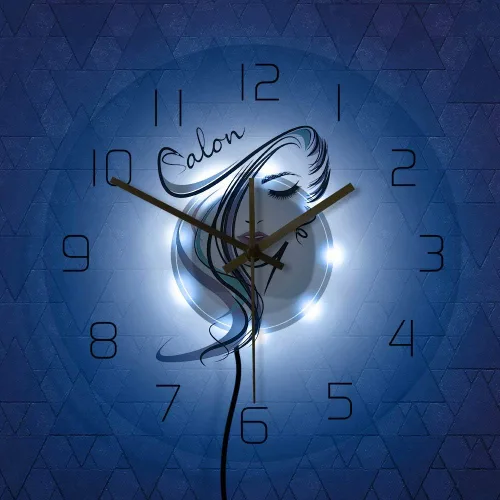 Miniatura 6 de The Geeky Days Beauty Time Peluquería Peluquería Diseño de peluquería Acrílico transparente Iluminación LED Reloj de pared Barbería Peluquería