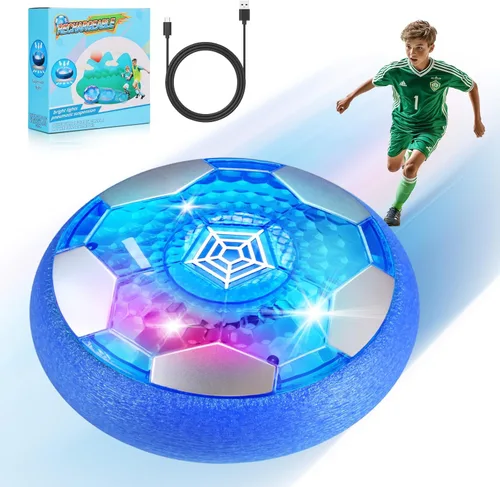 BaLaM Hover - Pelota de fútbol para niños de 3 a 12 años, juguetes recargables para interiores, juguetes iluminables, regalos de Navidad, Azul