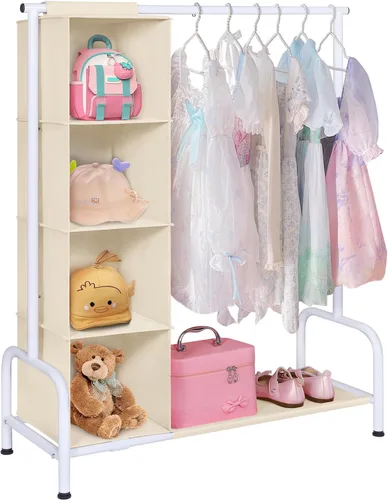 Univivi Perchero para Ropa de Niños con Organizador Colgante, Almacenamiento de Vestidor Infantil para Colgar Ropa, Armario Guardarropa para Niños