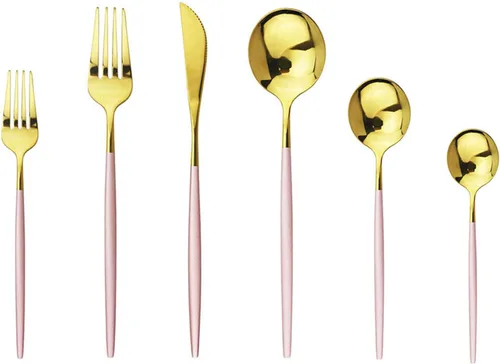 Miniatura 16 de JASHII Juego de cubiertos de acero inoxidable de 24 piezas con acabado brillante para 4 personas, cuchillo de cena, tenedor, cuchara, tenedor