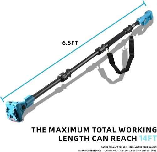 Miniatura 7 de solo sierra de poste extensible, correa de hombro (sin motosierra ni batería) Rotatable Pole14ft Max Reach, Tool-Free Installation, Compatible