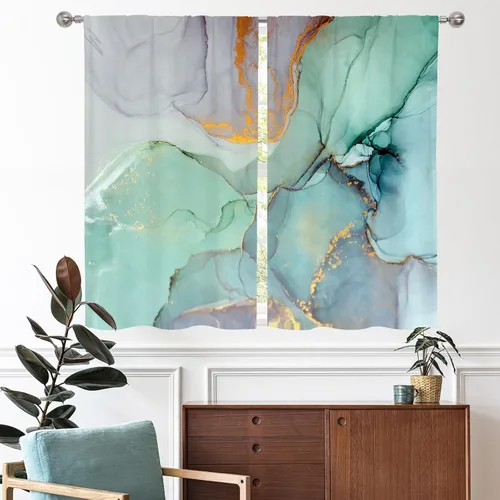 Miniatura 6 de Gibelle Cortinas de cocina rústicas de eucalipto estilo granja boho florales botánicas de salvia hojas verdes pequeñas y cortas para ventanas