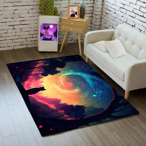 Miniatura 48 de Alfombra de gato para habitación de niñas, diseño de dibujos animados, decoración para dormitorio, bonita alfombra de área de gatos, alfombras