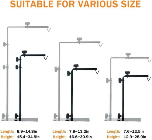 Miniatura 6 de Soporte de lámpara de reptil de metal ajustable de 13 a 29 pulgadas, soporte de luz de suelo versátil para lámparas de calor de terrario y pantallas