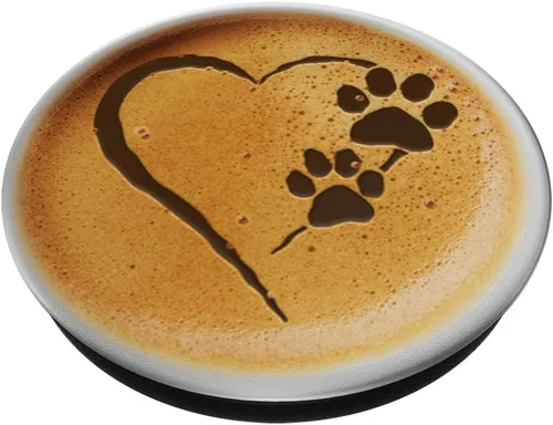 Miniatura 2 de Paw Print Dog Paw Cute Dog Coffee Design Heart Latte PopSockets PopGrip: agarre intercambiable para teléfonos y tabletas