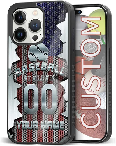 Miniatura 47 de Fundas de teléfono personalizadas con nombre, diseño vintage con textura de metal para iPhone 6, 7, 8, 11, 12, 13, 14, 15, 16, 17 Pro Max Plus Mini