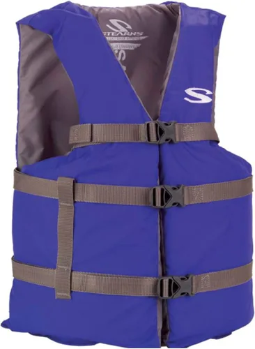 Stearns Adult Life Vest, USCG Approved Type III Life Jacket, PFD for Boating, Swimming, Watersports, & More, Standard & Oversized Fits Azul