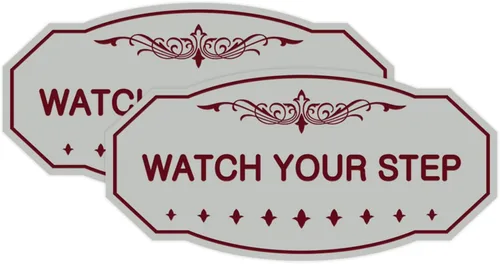 Miniatura 69 de Signs ByLITA Victorian Watch Your Step - Letrero de pared o puerta Material duradero y fácil instalación Señalización de seguridad (negro)