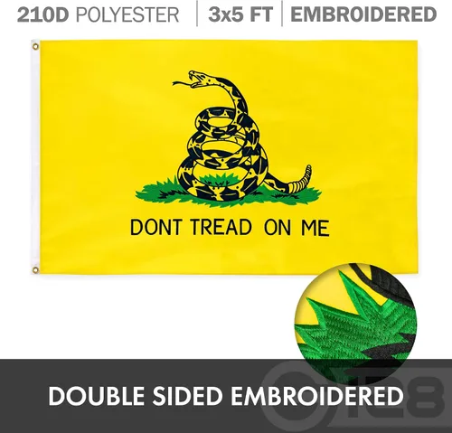 Miniatura 6 de G128 Paquete combinado: bandera estadounidense de Estados Unidos de 3 x 5 pies bordada de estrellas y Gadsden (Dont Tread On Me) bandera de 3 x 5