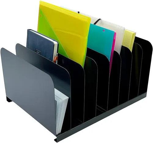 Miniatura 8 de Huron Carpeta organizadora de archivos de escritorio vertical con 5 ranuras, acero de grado comercial negro