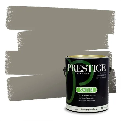 Miniatura 214 de Prestige Paints - Pintura exterior e imprimación en uno, 1 galón, plano, compatibilidad comparable con el color menta «Whipped Mint» de Behr