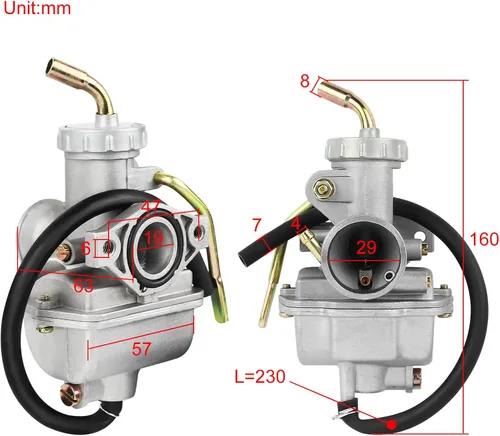 Miniatura 2 de FLYPIG Carburador con cable de agarre del acelerador para Honda PZ20 XR50R XR70R XR75 XL80S XR80R XL75 XL70 SL70 Z50R XR100R TaoTao NST SunL Kazuma
