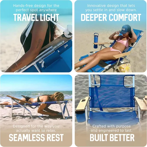 Miniatura 7 de Ostrich 3N1 Silla reclinable ligera para césped, playa, reclinable con reposapiés, Muebles de exterior para patio, balcón, patio trasero o porche