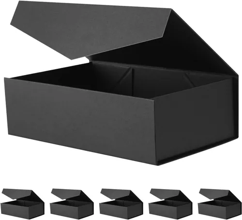Miniatura 8 de JINMING 6 cajas de regalo con cinta de 9 x 6.5 x 3.8 pulgadas, cajas negras para regalos, cajas de propuesta de padrinos de boda para el día