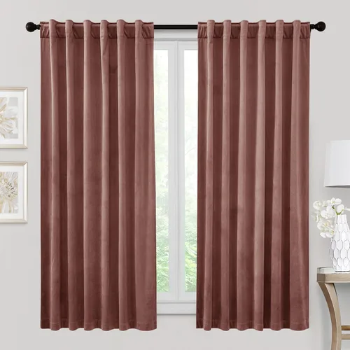 Miniatura 87 de RYB HOME - Cortinas de terciopelo beige, cortinas decorativas resistentes con pestaña trasera, cubierta de privacidad para oscurecer habitación