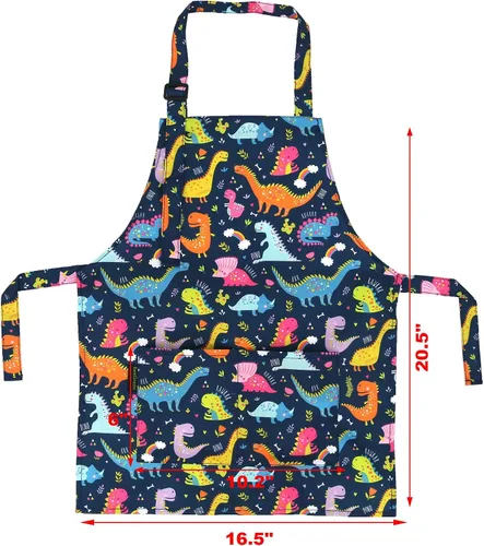 Miniatura 2 de Delantales de Cocina para Niños BeeGreen con Correa Ajustable Delantales de Cocina con Bolsillo Delantero para Niños Pequeños Pintura Hornear Artista