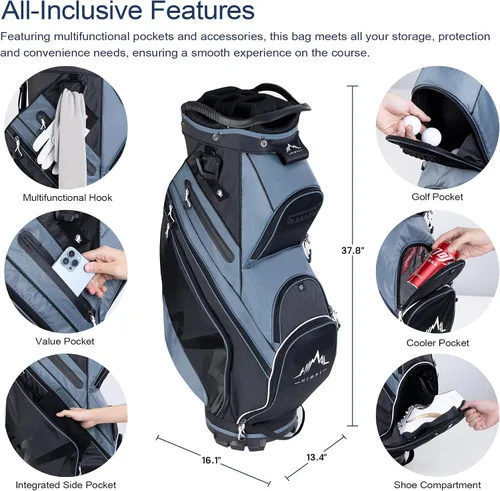 Miniatura 3 de UNIHIMAL Bolsa de carrito de golf de 14 vías con divisor organizador y cubierta para lluvia