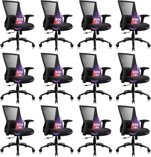 Miniatura 12 de CLATINA Silla de oficina grande y alta de 500 libras, sillas ergonómicas de malla resistente con soporte lumbar ajustable y asiento ancho y cómodo