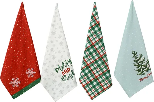 Miniatura 23 de ACCENTHOME Juego de 4 toallas de cocina de algodón, juego de toallas absorbentes para cocina, paños de cocina, toallas de bar, toallas de cocina