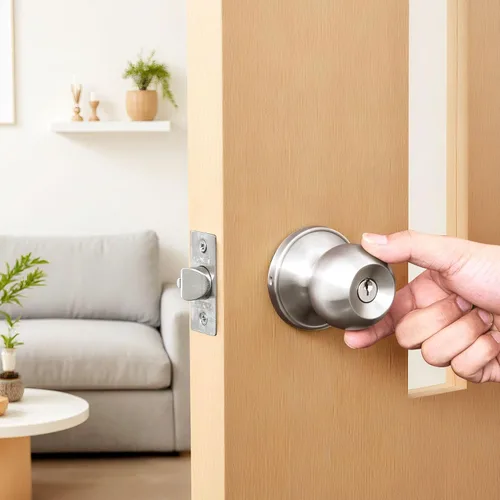 Miniatura 8 de VEVOR Pomo de puerta de entrada con llave, perilla de puerta de níquel satinado con bola redonda, exterior con llave y cerradura de giro de pulgar
